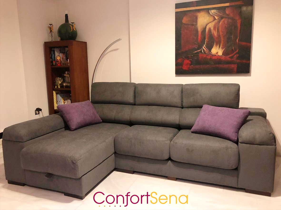 sofá con chaise longue en Granada de la mejor calidad mejor precio y hecho a medida